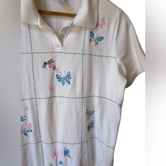 Blair Coquette Core embroidered Butterfly Top Pastel Short Sleeve Size M - Picture 9 of 10